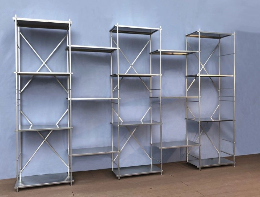 Metal retail display shelves
